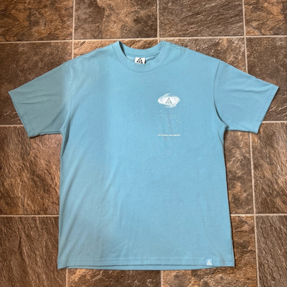 Nike ACG OC Galaxy Loose Fit T shirt Denim Turquoise Men’s Size Medium